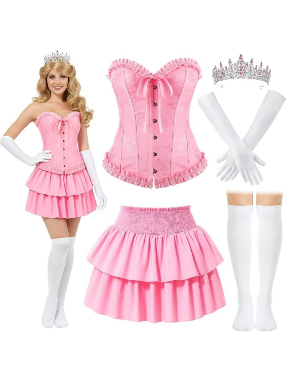 Enchanting Halloween Fairy Costume with Corset & Flowing Skirt - Perfect for